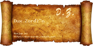 Dux Zorán névjegykártya